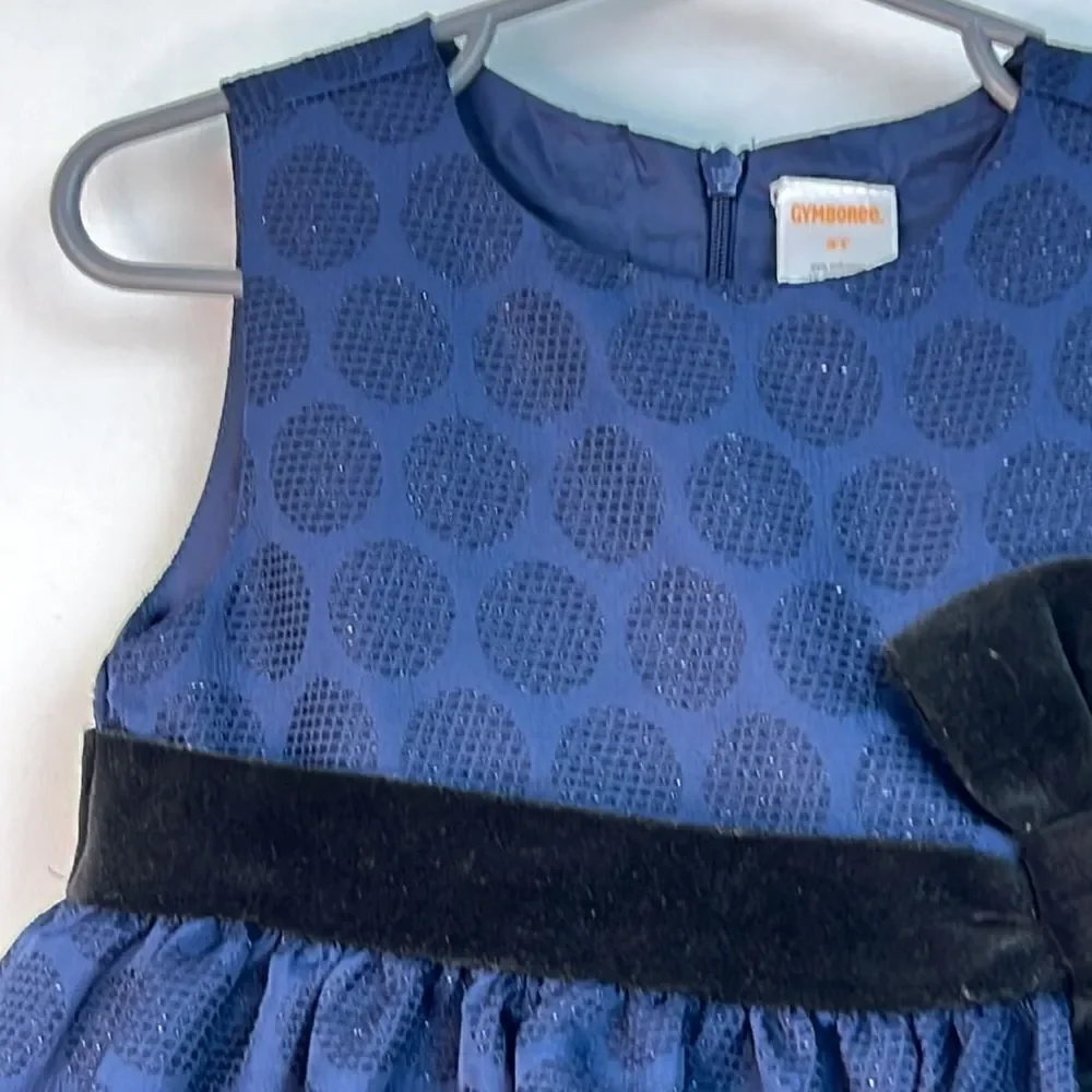 Gymboree Navy Blue Sleeveless Glitter Party Dress 3T EUC